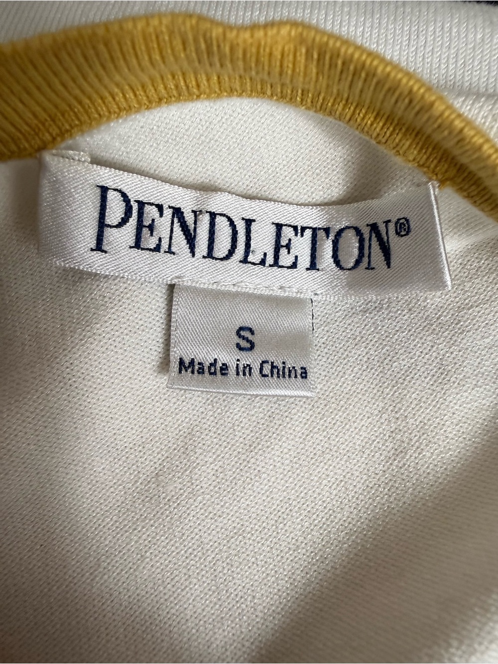 Pendleton Cream and Navy Striped Long-Sleeve Top with Mustard Trim size small - Picture 10 of 11